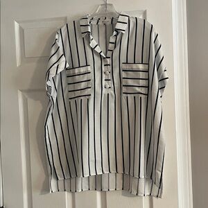 Blue and white stripe shirt- large
